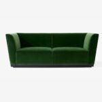 Luxury 3 Seater Sofa in Velvet Upholstery and Wooden Finish