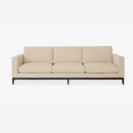 Elegant 3 Seater Sofa in Faded Natural Linen with Ebony Light Wood Finish