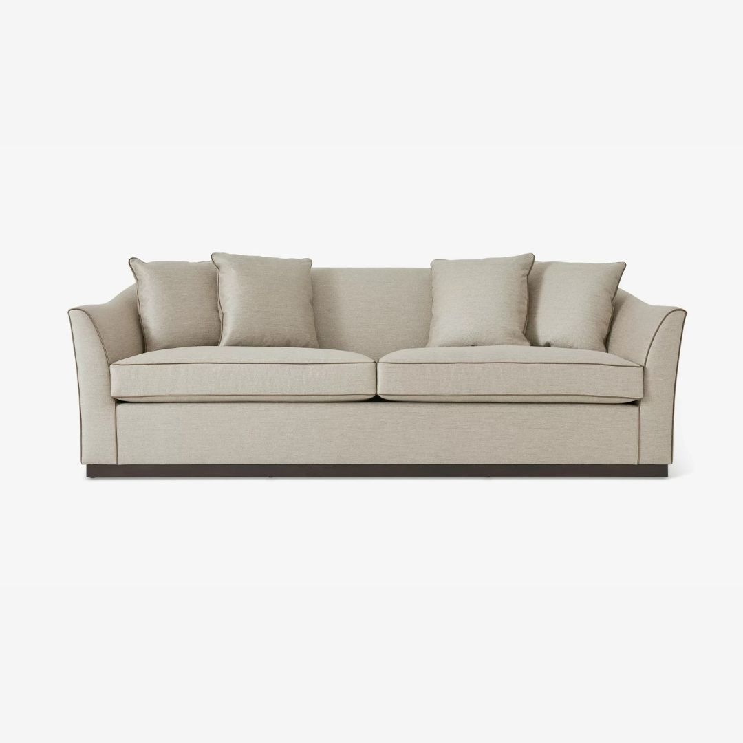 Elegant Wooden Frame Sofa with Plush Cushions for Modern Living Rooms