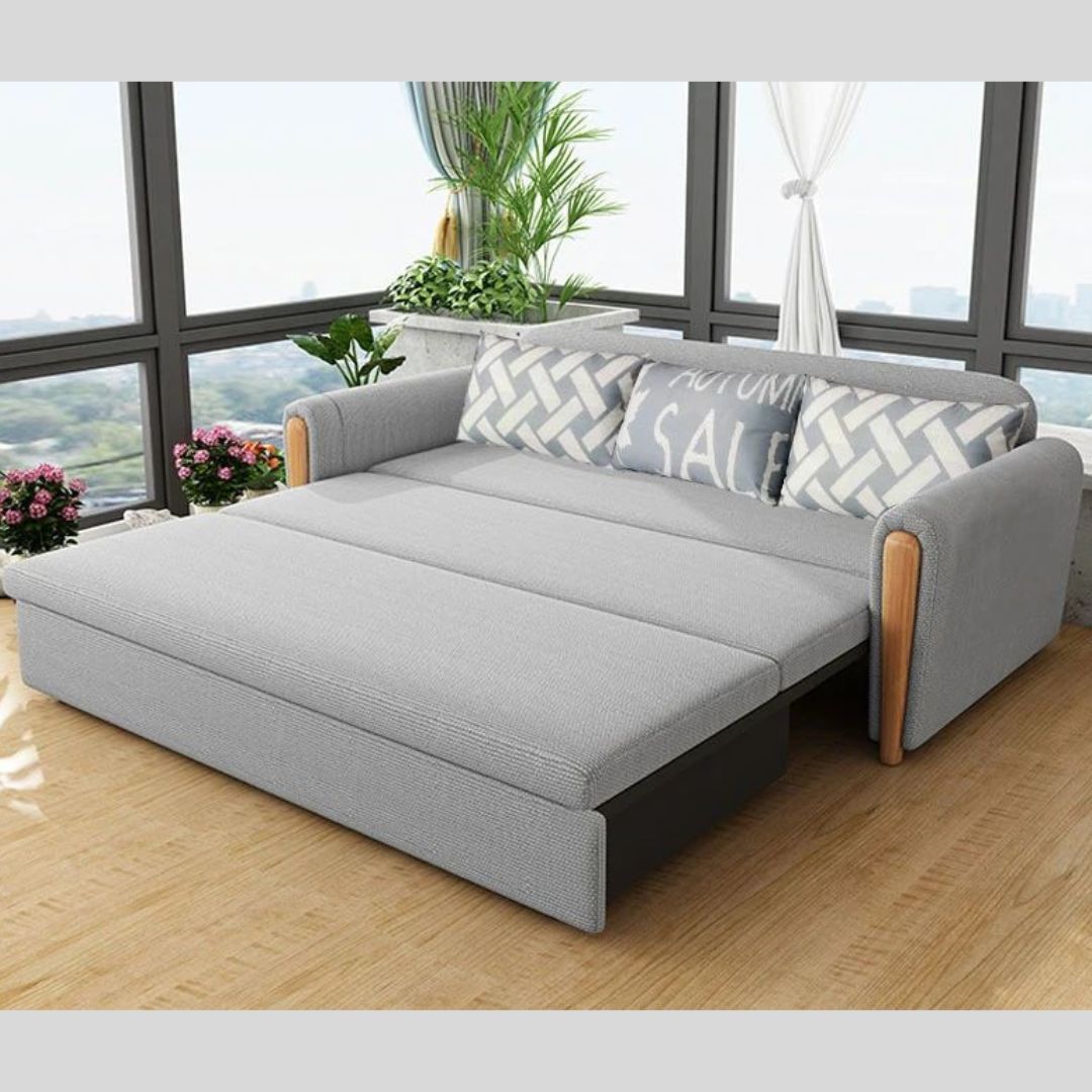 3 Seater Modern Folding Convertible Sofa Cum Bed in Gray Colour