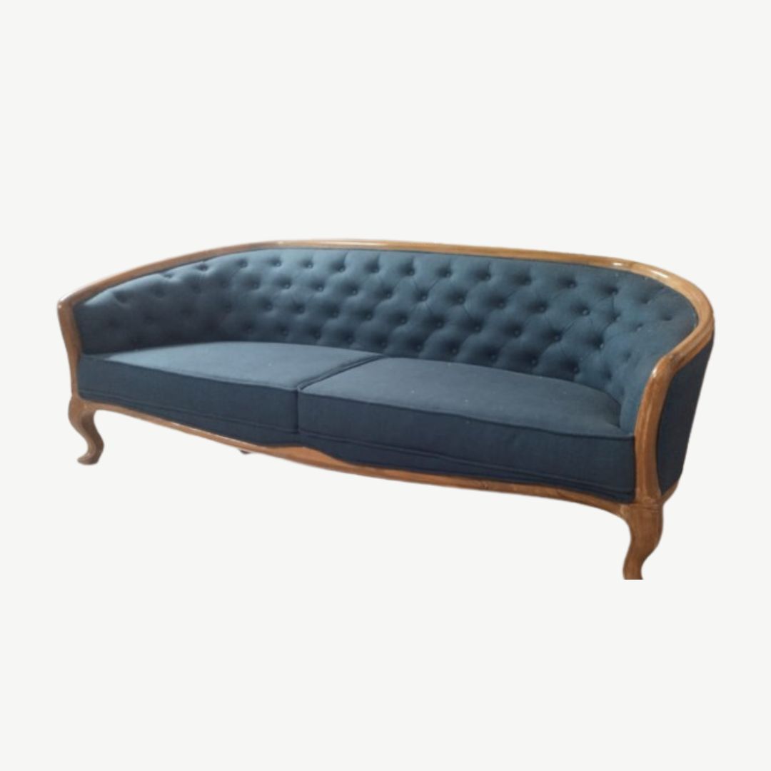 Solid Brown Base Elegant 3 Seater Wooden Living Room Sofa