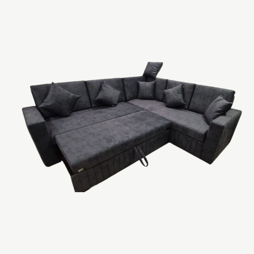 Zunto Convertible Sofa Cum Bed with Storage in Dark Gray