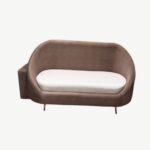 Auraa Modern Oval Shape Loveseat Contemporary Velvet Upholstered 3-Seater Sofa