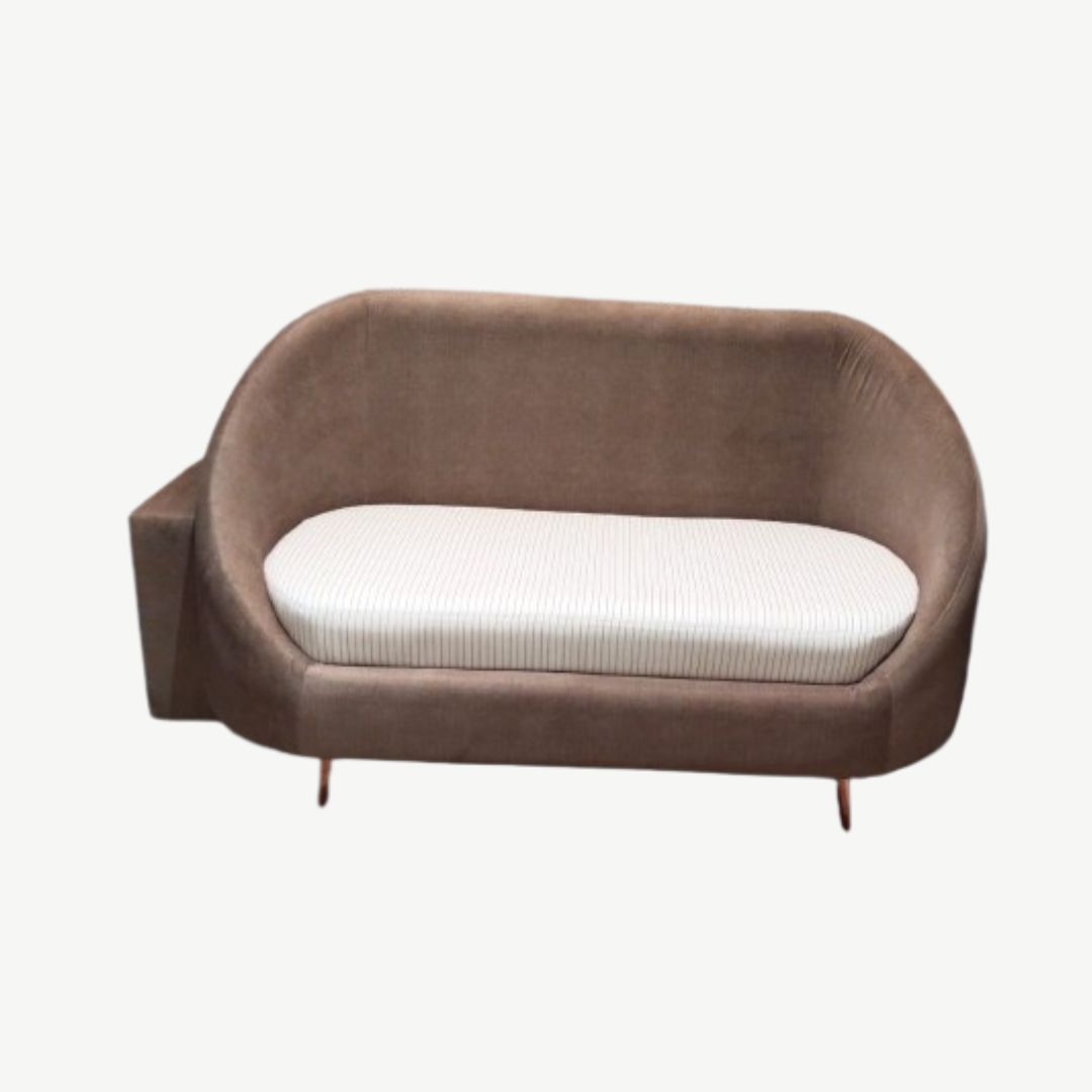 Auraa Modern Oval Shape Loveseat Contemporary Velvet Upholstered 3-Seater Sofa