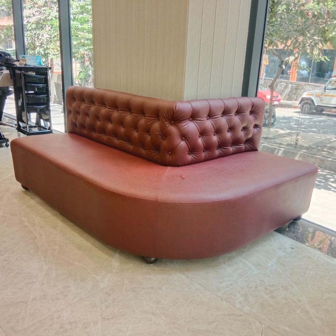 Natty Modern Circular Round Sofa in Brown Leatherette